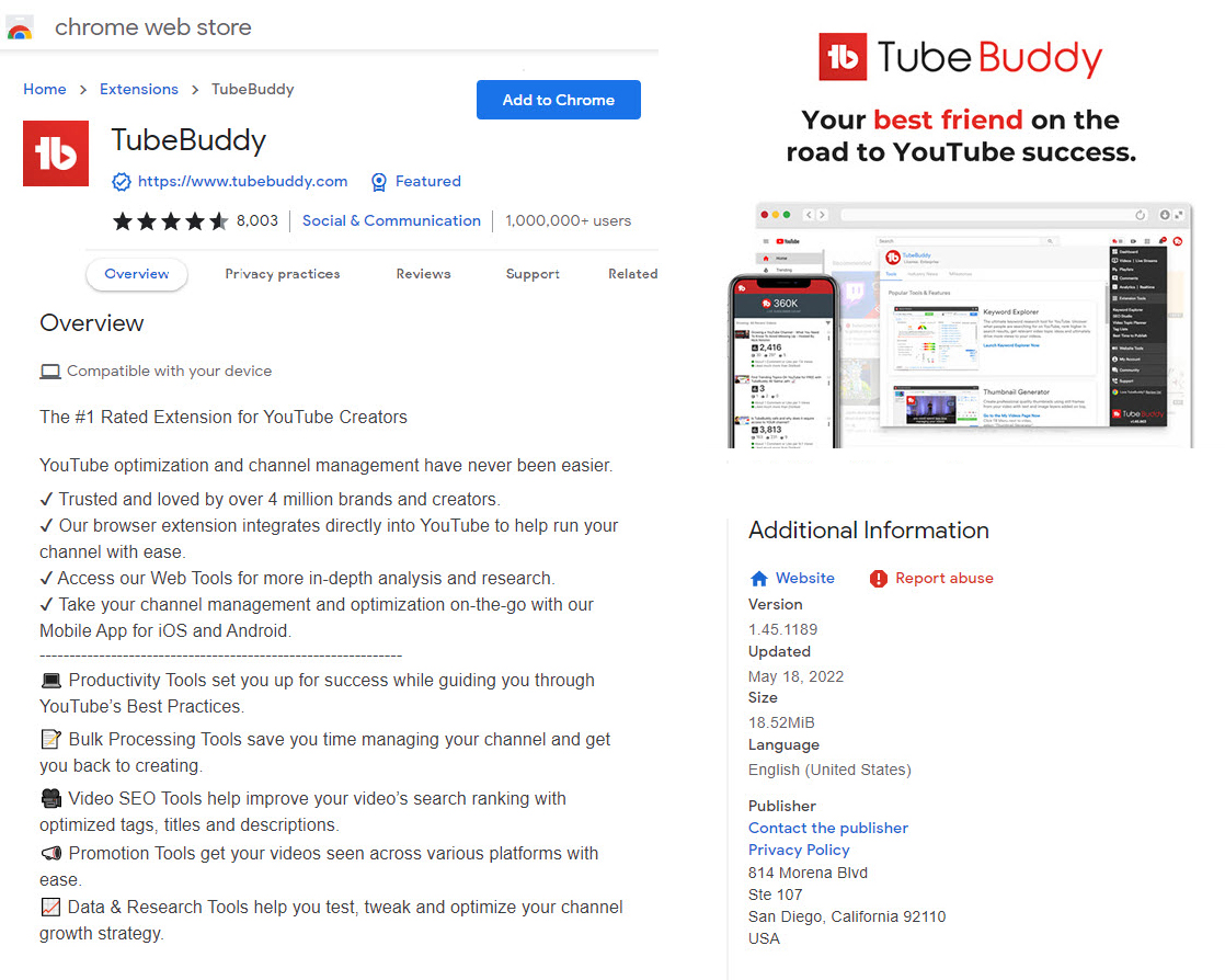بررسی افزونه TubeBuddy ابزاری مهم برای رشد کانال یوتیوب کروم